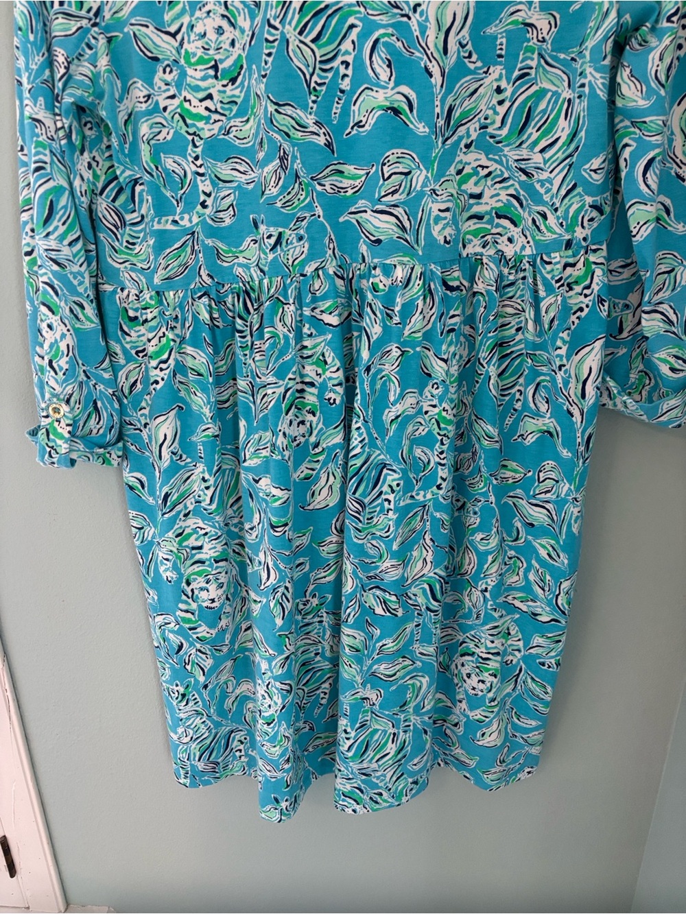Lily Pulitzer Loran Swing Dress Turquoise Oasis Outa Line -Small - Picture 6 of 7